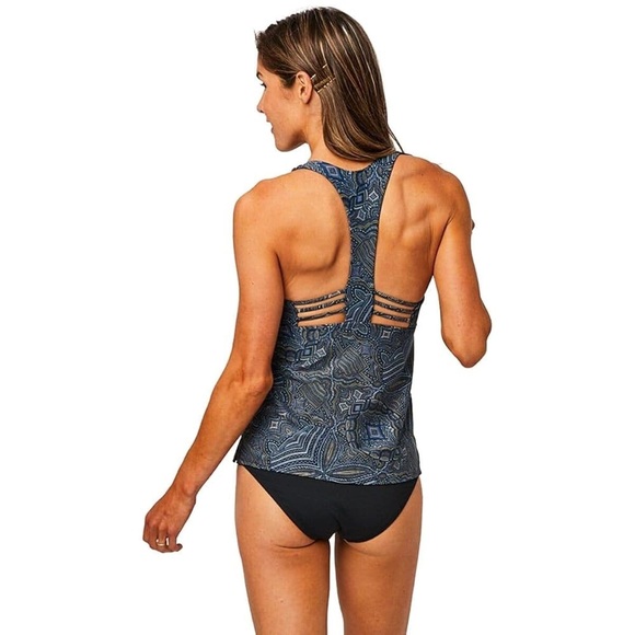 Carve Designs La Jolla Tankini Navy paisley Water sports Swim UPF 50 Small NWT - Picture 3 of 9